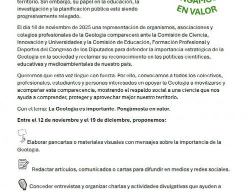 Convocatoria de Apoyo a la Comparecencia en Defensa de la Geología